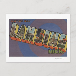 Lansing, Michigan - Large Letter Scenes Postcard