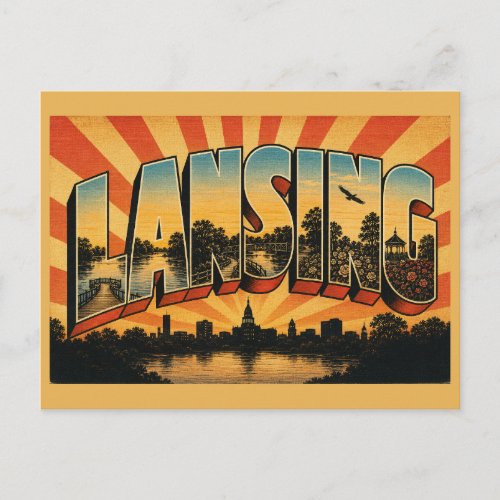 Lansing Michigan River Confluence Rose Garden Art Postcard