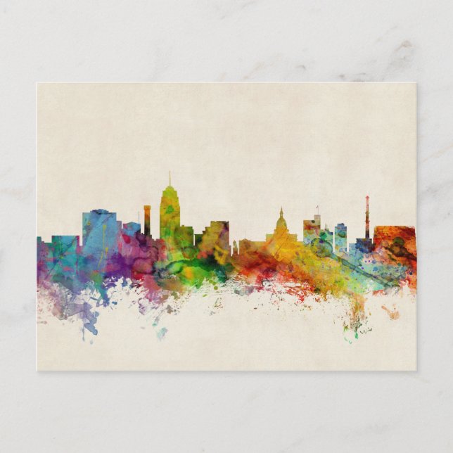 Lansing Michigan Skyline Postcard (Front)