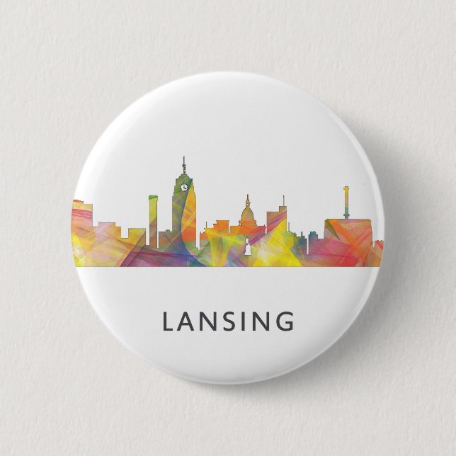 LANSING, MICHIGAN SKYLINE WB1 - PINBACK BUTTON (Front)