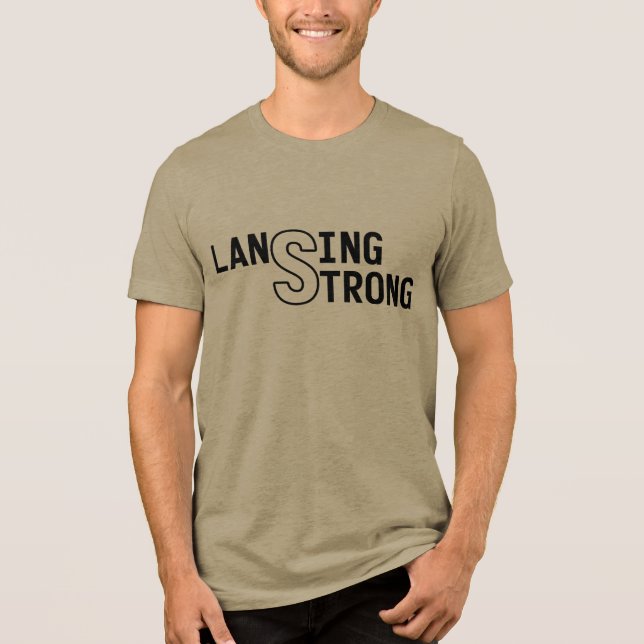 LANSING STRONG / HURRICANE HELENE (black design) Tri-Blend Shirt (Front)