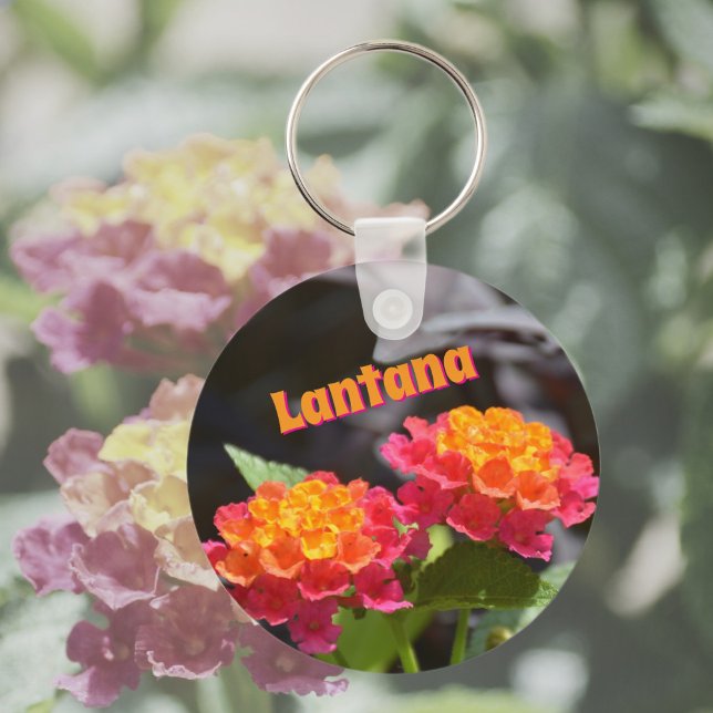 Lantana Bright Colorful Botanical Flowers Keychain (Creator Uploaded)