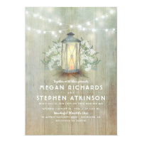 Lantern and Baby's Breath Rustic Summer Wedding Card