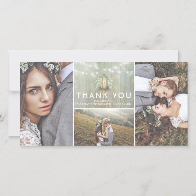 Lantern and Baby's Breath Wedding Thank You (Front)