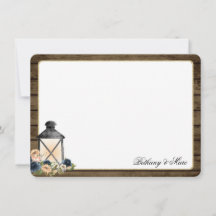 Lantern and Flowers Rustic Thank You Note Card