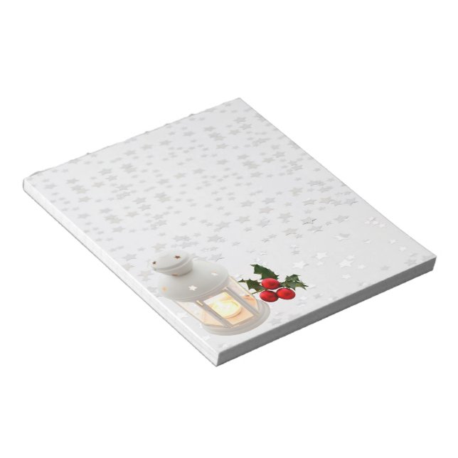 Lantern and Holly Notepad (Angled)