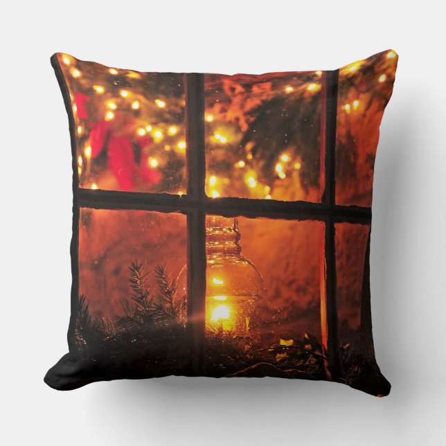 Lantern at Night Throw Pillow (Front)