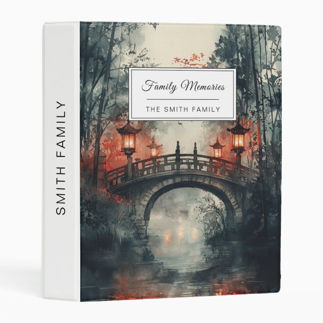 Lantern Bridge Moonlight Watercolor Mini Binder (Front/Spine)