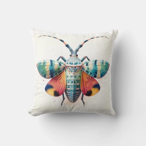 Lantern Bug Elegance IREF299 _ Watercolor Throw Pillow