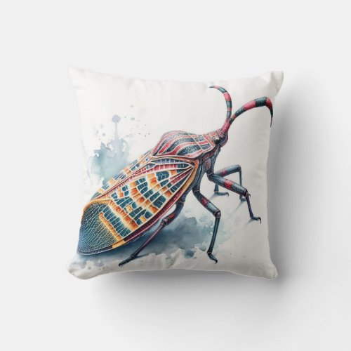 Lantern Bug Elegance IREF307 _ Watercolor Throw Pillow