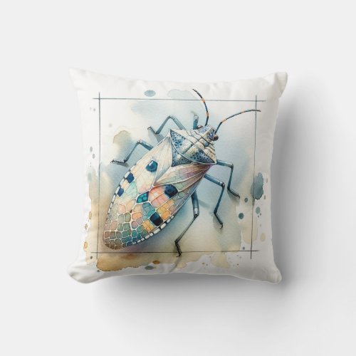 Lantern Bug Elegance IREF309 _ Watercolor Throw Pillow