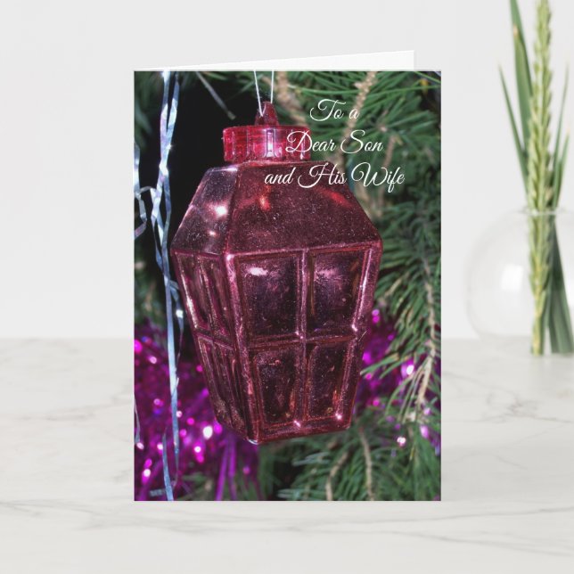 Lantern Design Son And Daughter-in-Law Christmas Holiday Card (Front)
