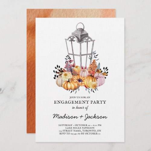 Lantern Engagement Watercolor Autumn Invitation