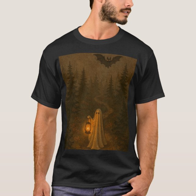 Lantern Ghost Trail – Cozy Autumn Night Men’s  T-Shirt (Front)