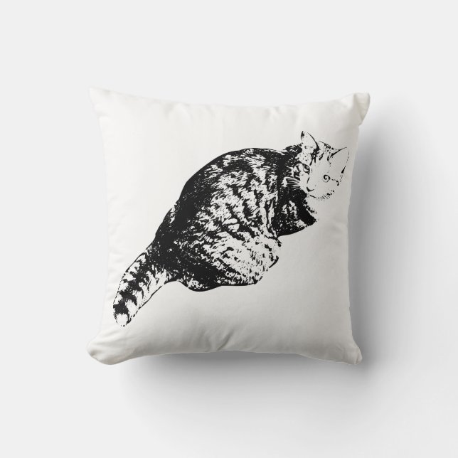 Lantern Glow Feline Throw Pillow (Front)