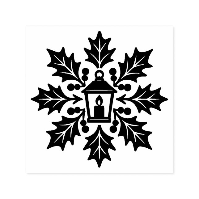 Lantern & Holly Snowflake Stamp (Design)