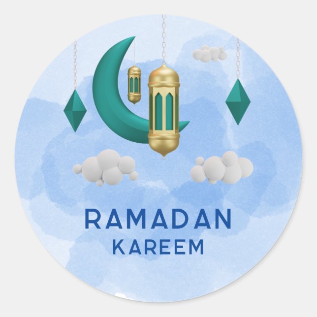 Lantern Islamic Ramadan kareem Round Sticker (Front)