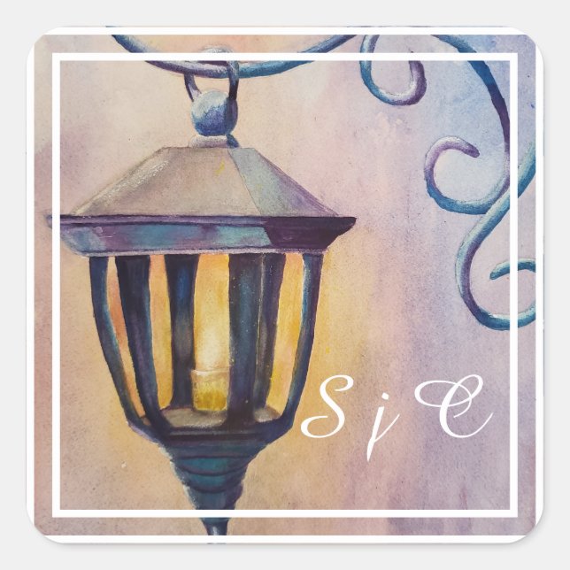 Lantern Light Square Sticker (Front)