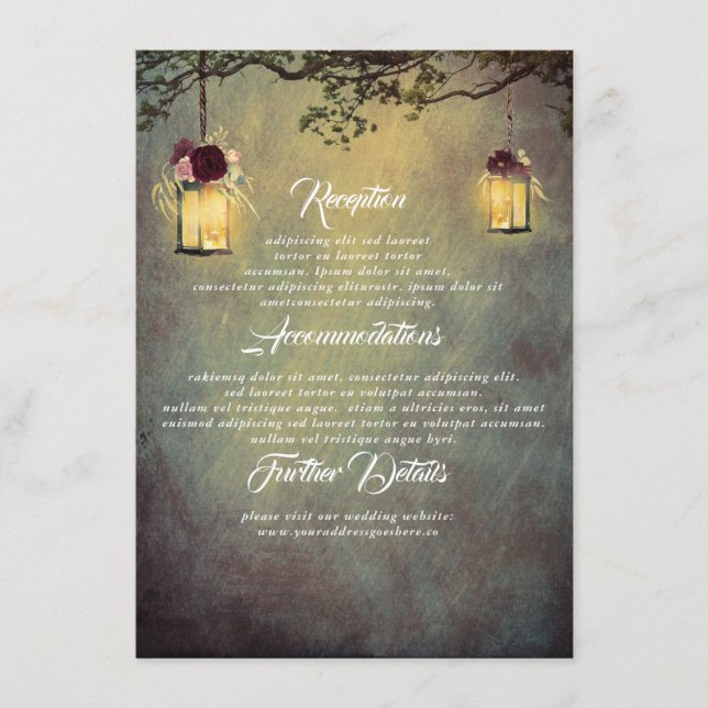 Lantern Lights Rustic Wedding Information Guest Enclosure Card (Front)