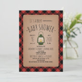 Lantern Lumberjack Plaid Baby Shower Invitation (Standing Front)
