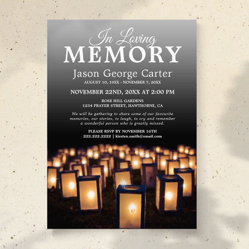 Lantern Memorial Service  Celebration of Life Invitation