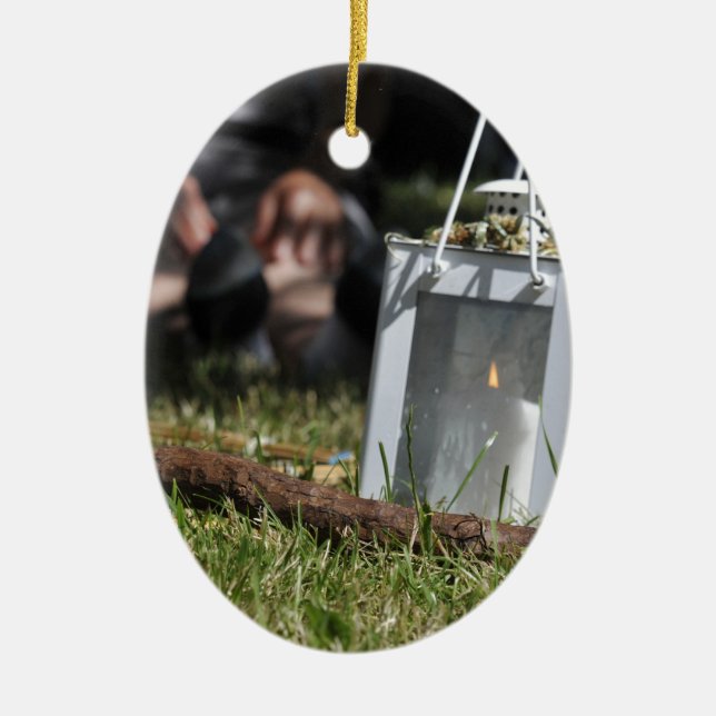 Lantern of light ceramic ornament (Front)