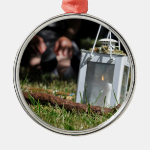 Lantern of light metal ornament