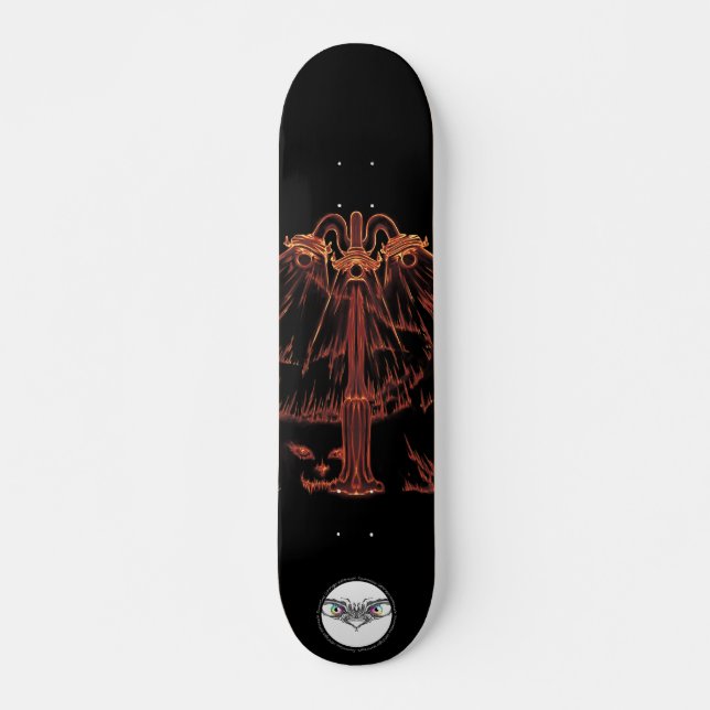 Lantern orange shining cat eyes skateboard (Front)