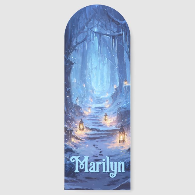 Lantern Path – Personalized Winter Forest Trail Bookmarks (Front)