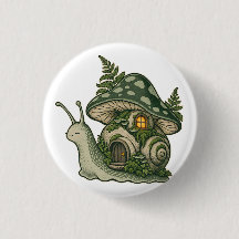 Lantern Snail Mushroom Cottage Button