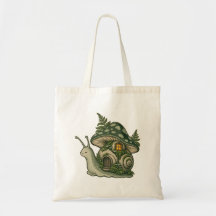 Lantern Snail Mushroom Cottage Tote Bag