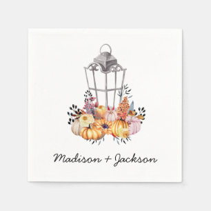 Lantern Watercolor Autumn Personalized Napkins