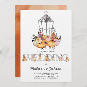Lantern Wedding Watercolor Autumn Invitation