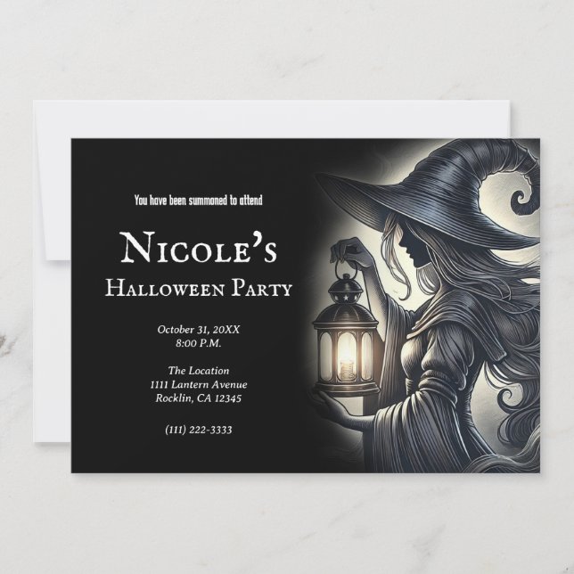 Lantern Witch Halloween Party  Invitation (Front)