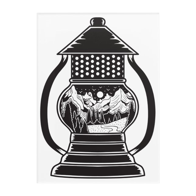 Lantern With A Landscape Inside Acrylic Print (Front)