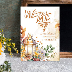 Lantern Yellow Floral Fall Wedding Save the Date