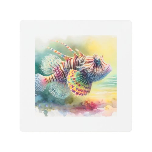 Lanternfish in Light AREF904 _ Watercolor Metal Print