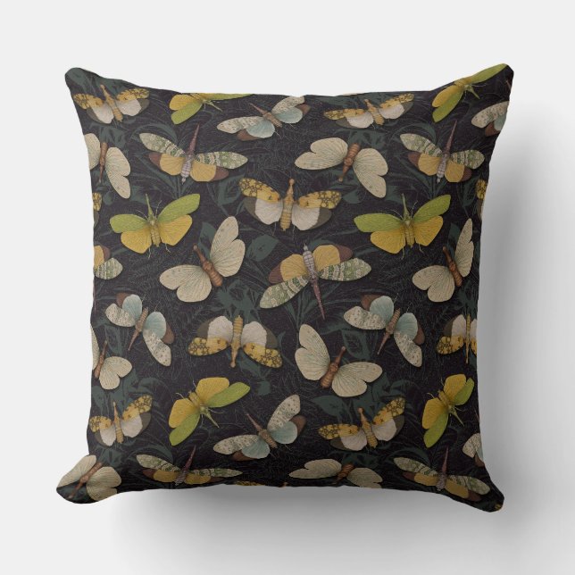 Lanternflies - Pyrops Candelaria & Planthoppers Throw Pillow (Front)