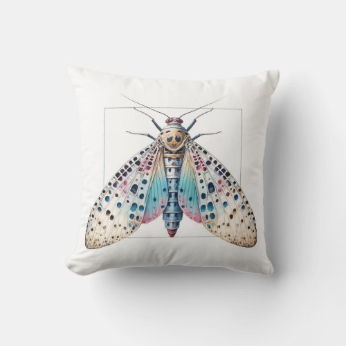 Lanternfly Elegance IREF303 _ Watercolor Throw Pillow