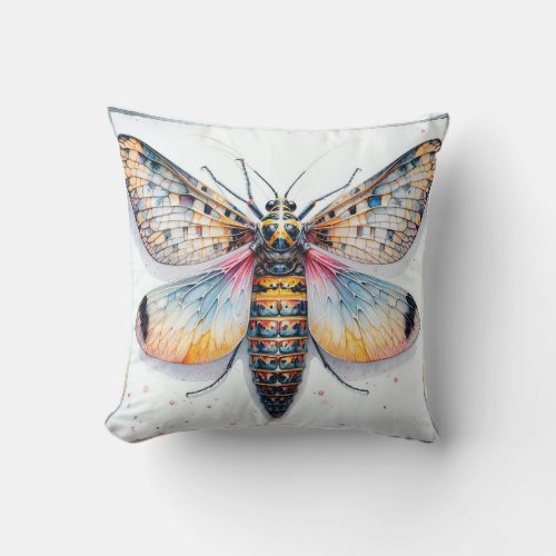 Lanternfly Watercolor IREF313 _ Watercolor Throw Pillow