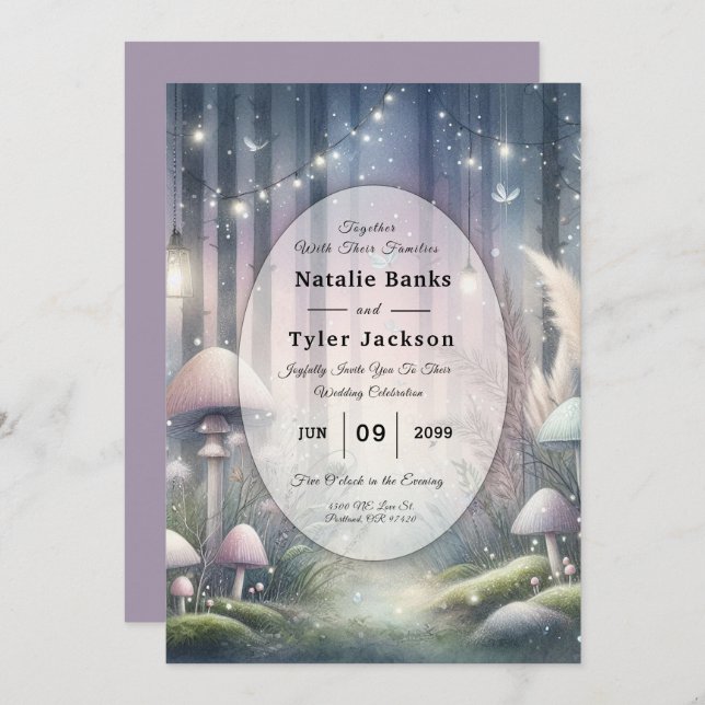 Lanternlight Dreams Enchanted Forest Wedding Invitation (Front/Back)