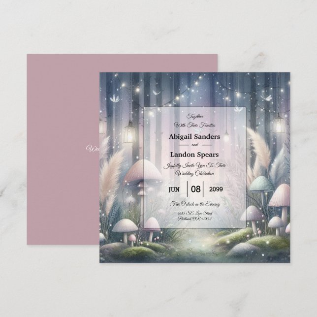 Lanternlight Dreams Enchanted Forest Wedding Invitation (Front/Back)