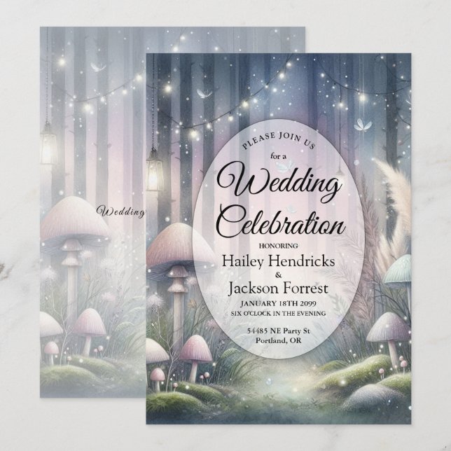 Lanternlight Dreams Enchanted Forest Wedding Invitation (Front/Back)