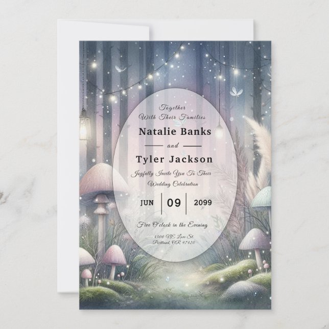 Lanternlight Dreams Enchanted Forest Wedding Invitation (Front)