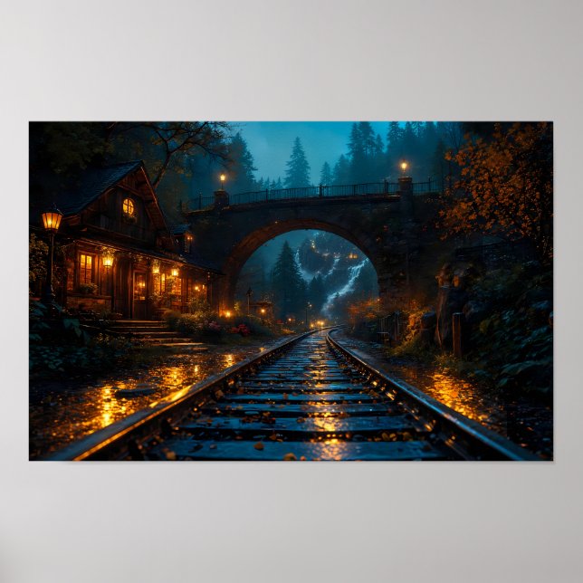 Lanternlit Tracks Through Twilight Poster (Front)