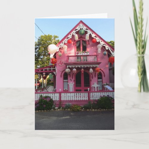 Lanterns and Pink Gingerbread _ Marthas Vineyard Card