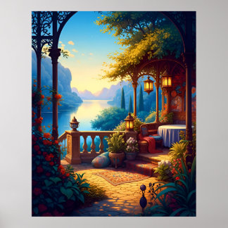 Lanterns at the Luminous Terrace Poster