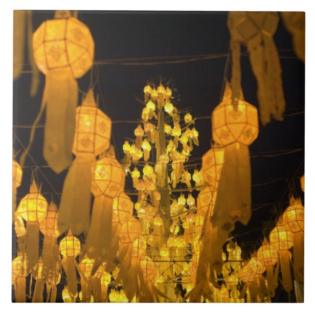Lanterns for Loi Krathong festival. Tile (Front)