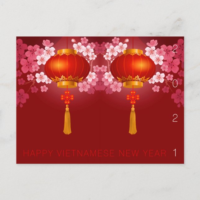 Lanterns Hao Dao Happy Vietnamese New c Year HPC Holiday Postcard (Front)