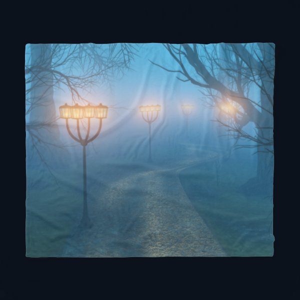 Lanterns in the Fog Fleece Blanket